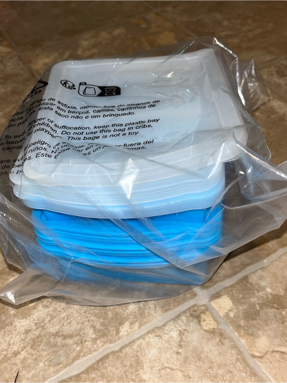 NWT Zip Standing Silicone Food Storage Lids - White & Blue - Picture 1 of 7